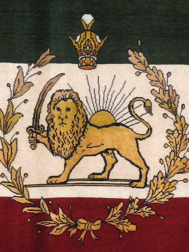 Vintage Persian Tabriz Flag Pictorial Rug, No.24189 - Gss