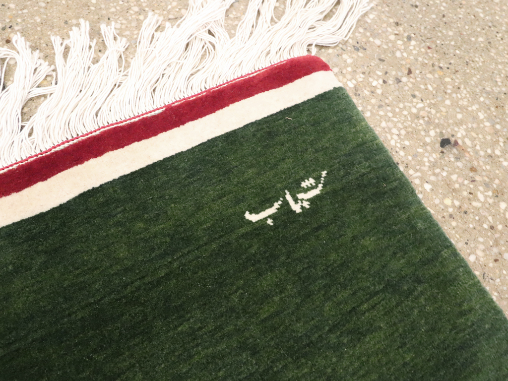 Vintage Persian Tabriz Flag Pictorial Rug, No.24189 - Gss