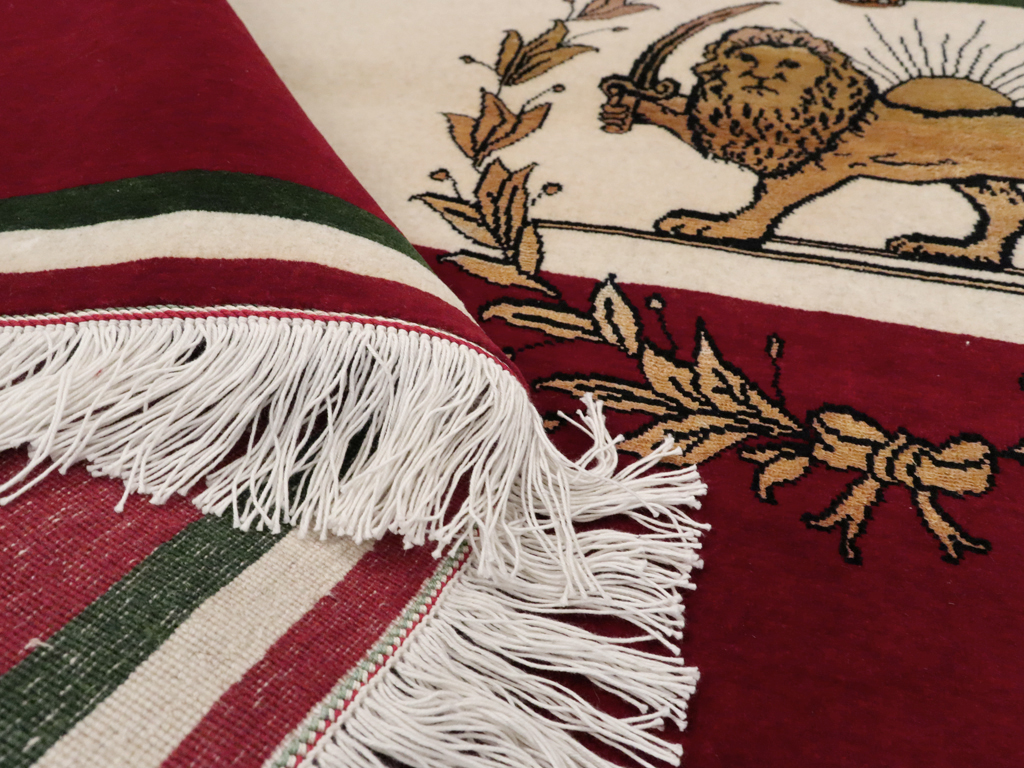 Vintage Persian Tabriz Flag Pictorial Rug, No.24189 - Gss