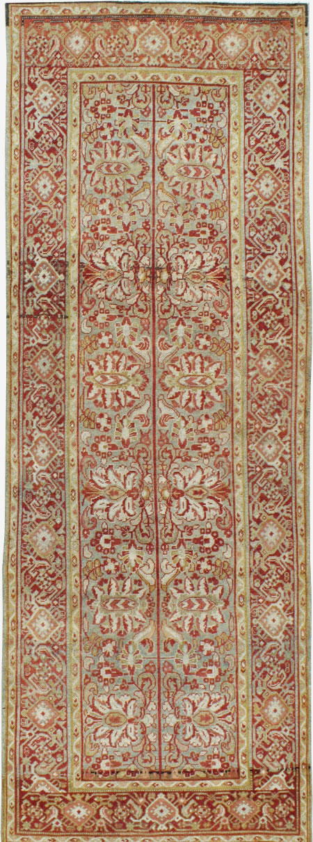 Antique Persian Mahal Wide Gallery Runner, No.24193 - Gss