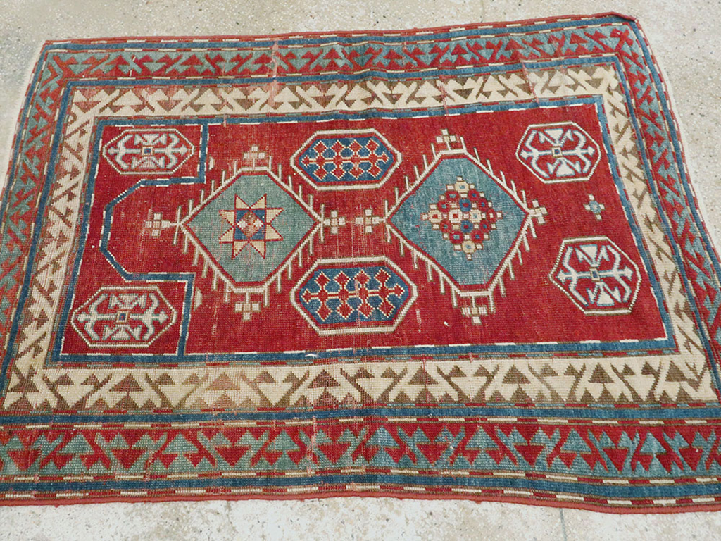 Antique Caucasian Kazak Rug, No.24221 - Gss