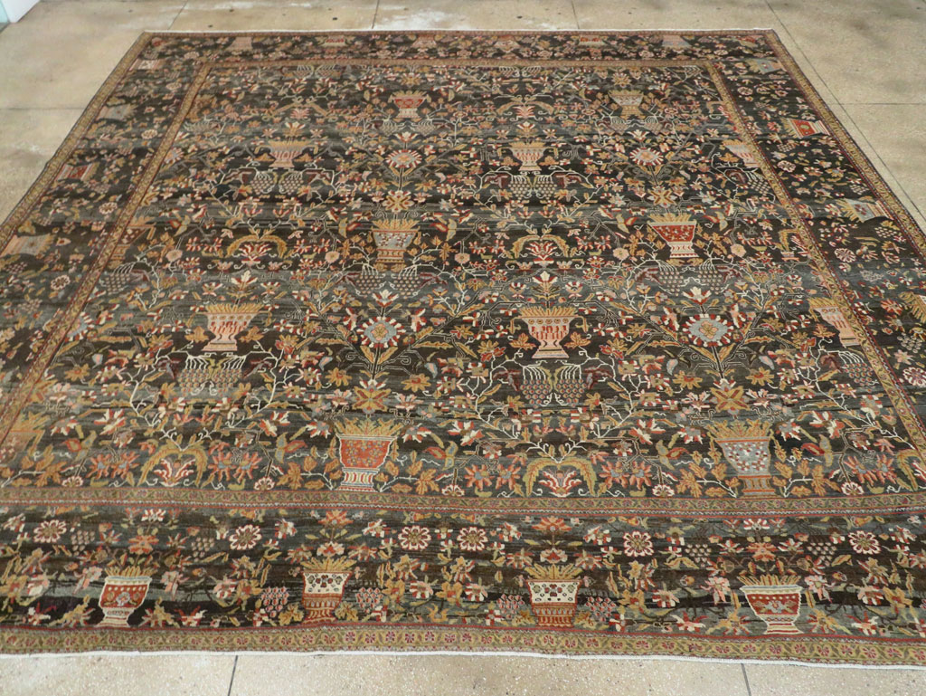 Antique Persian Bakhtiari Large Square Room Size Carpet, No.24232 - Gss