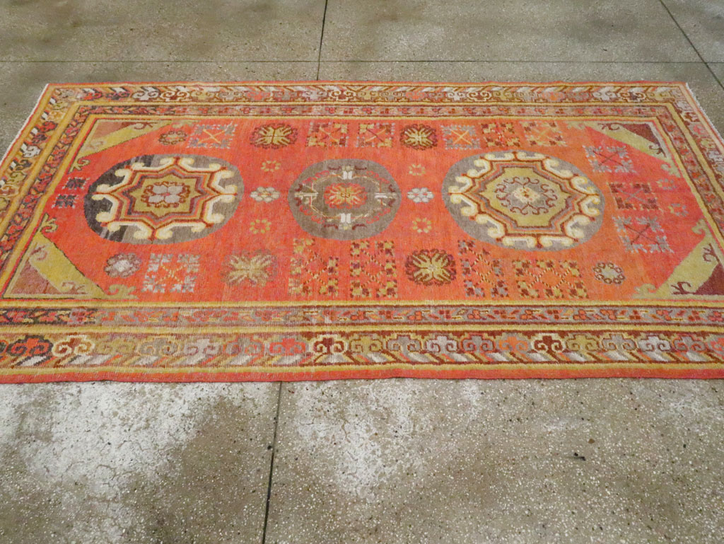 Vintage East Turkestan Khotan Carpet, No.24238 - Gss