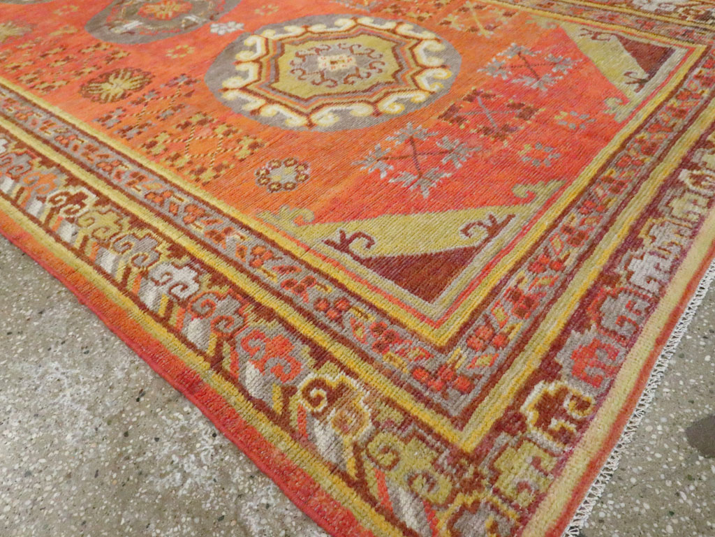 Vintage East Turkestan Khotan Carpet, No.24238 - Gss