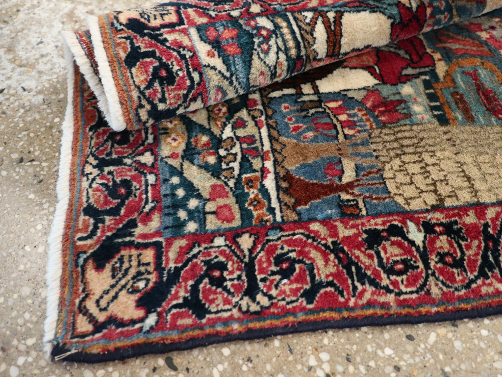 Antique Persian Lavar Kerman Pictorial Rug, No.24245 - Gss