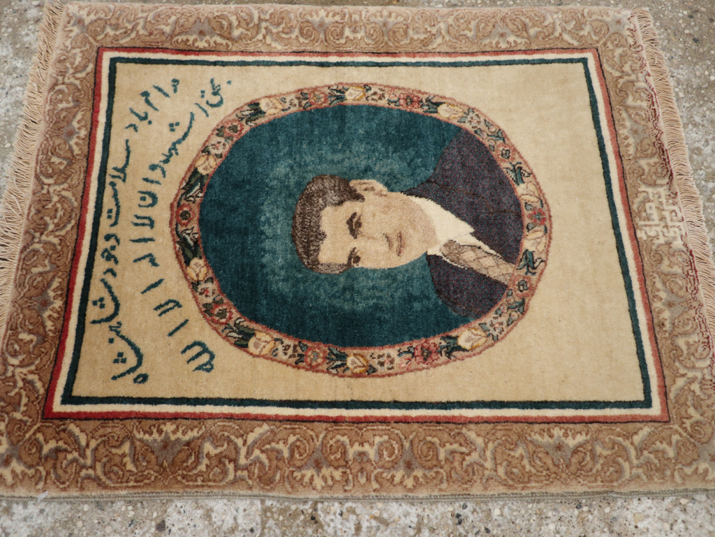 Vintage Persian Tabriz Pictorial Rug, No.24246 - Gss