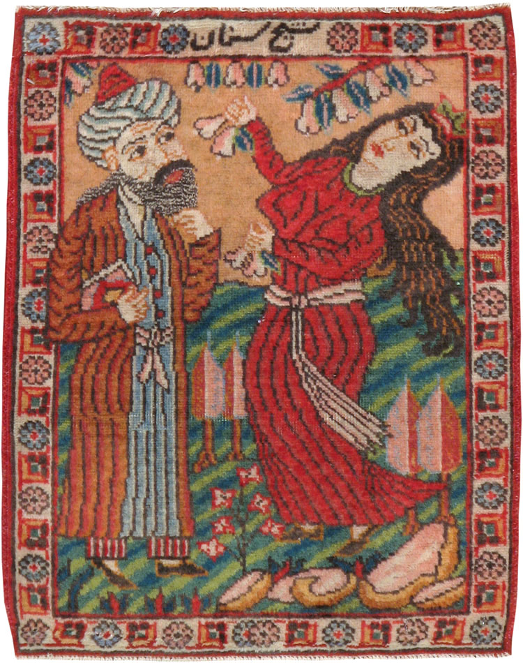 Vintage Persian Tabriz Pictorial Rug, No.24268 - Gss