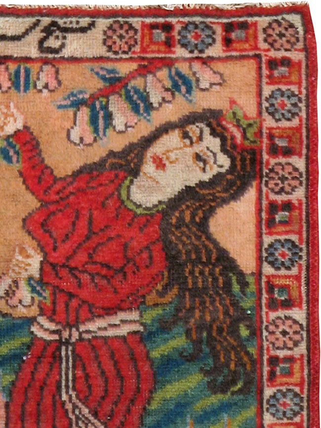 Vintage Persian Tabriz Pictorial Rug, No.24268 - Gss