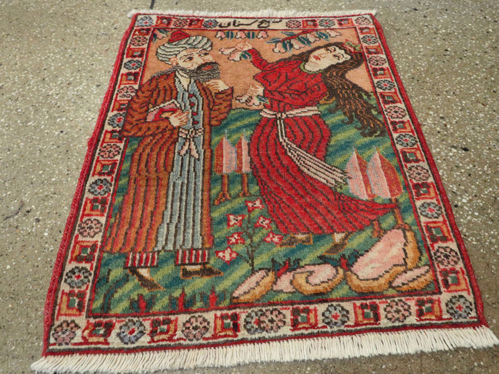 Vintage Persian Tabriz Pictorial Rug, No.24268 - Gss