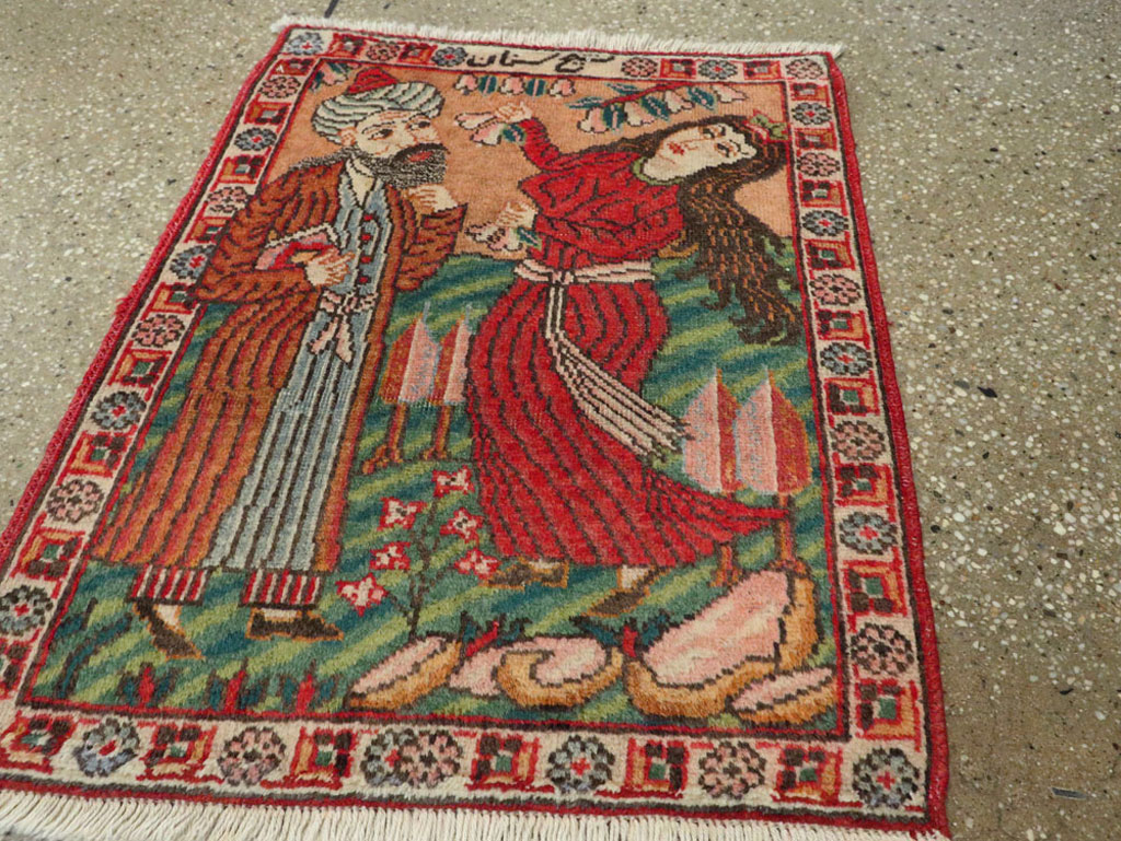 Vintage Persian Tabriz Pictorial Rug, No.24268 - Gss