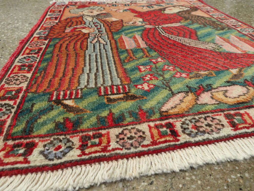 Vintage Persian Tabriz Pictorial Rug, No.24268 - Gss