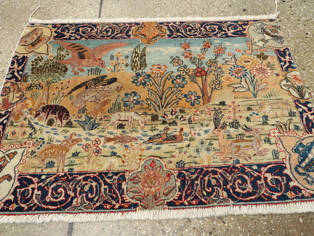 Vintage Persian Tabriz Pictorial Rug, No.24269 - Gss