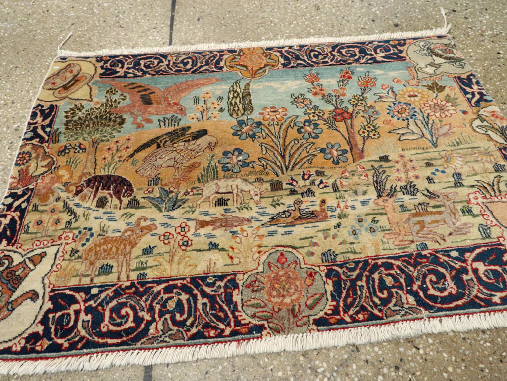 Vintage Persian Tabriz Pictorial Rug, No.24269 - Gss