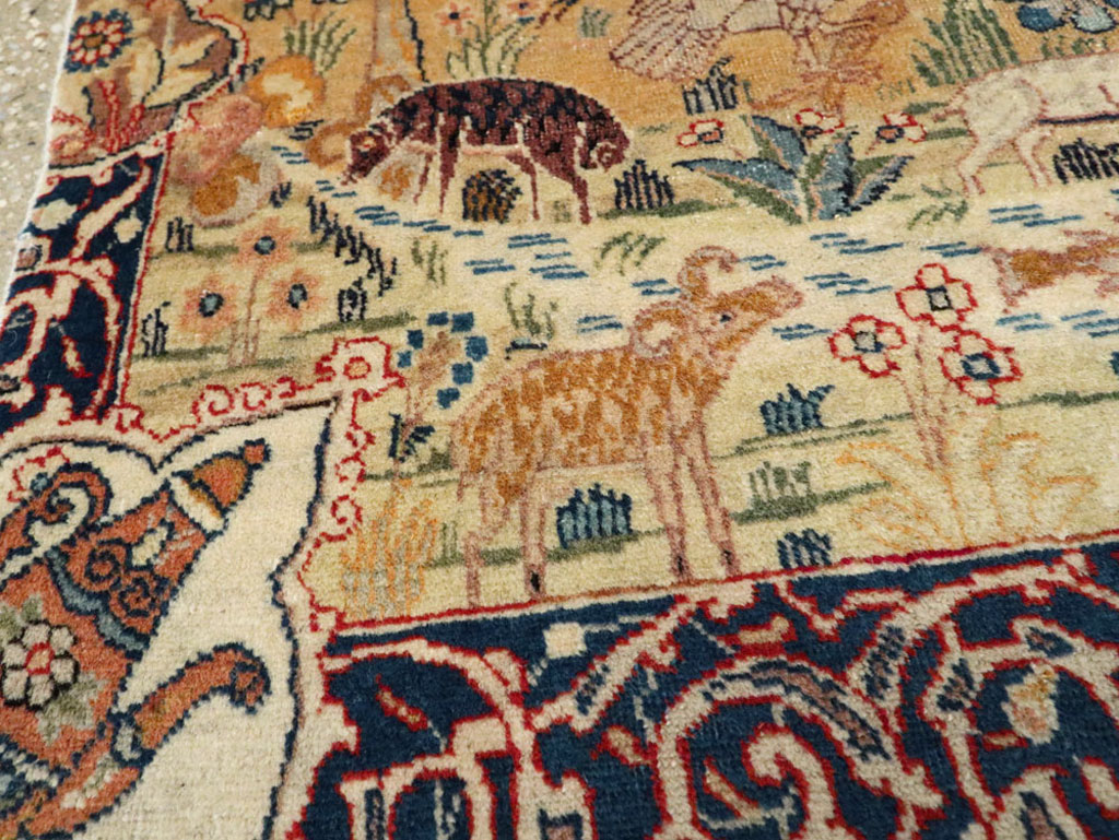 Vintage Persian Tabriz Pictorial Rug, No.24269 - Gss