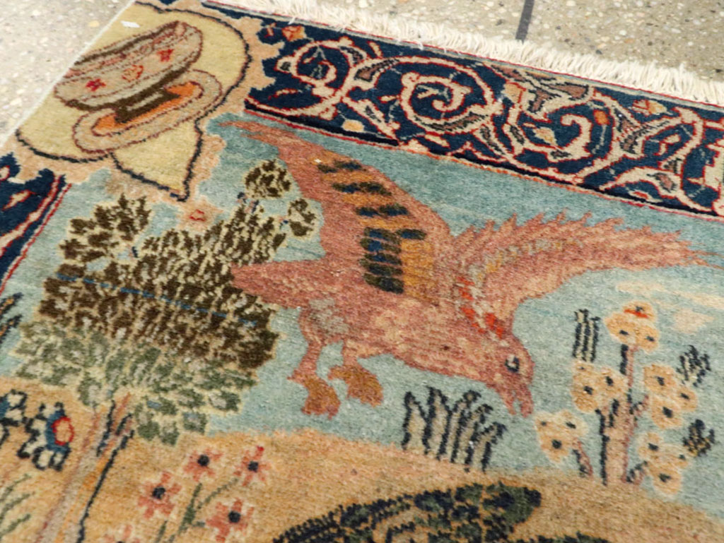 Vintage Persian Tabriz Pictorial Rug, No.24269 - Gss