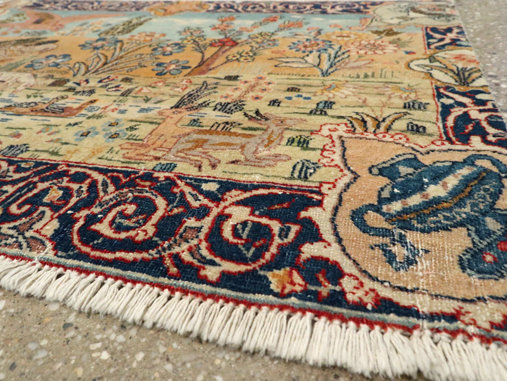 Vintage Persian Tabriz Pictorial Rug, No.24269 - Gss