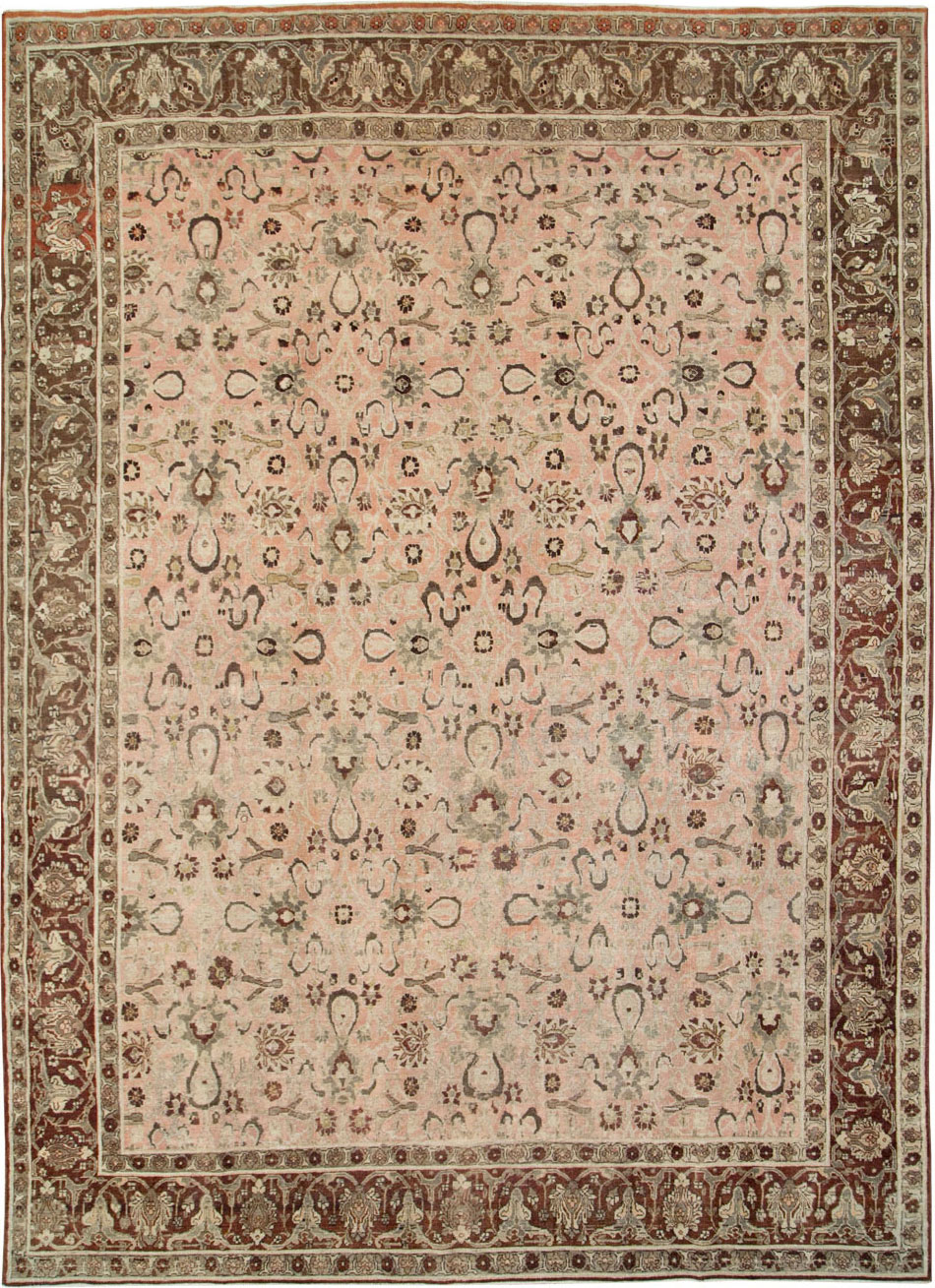 Antique Persian Tabriz Room Size Carpet, No.24290 - Gss