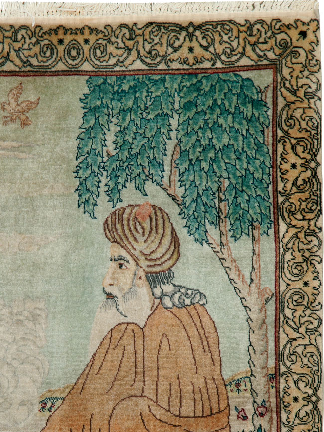 Vintage Persian Tabriz Pictorial Rug, No.24293 - Gss