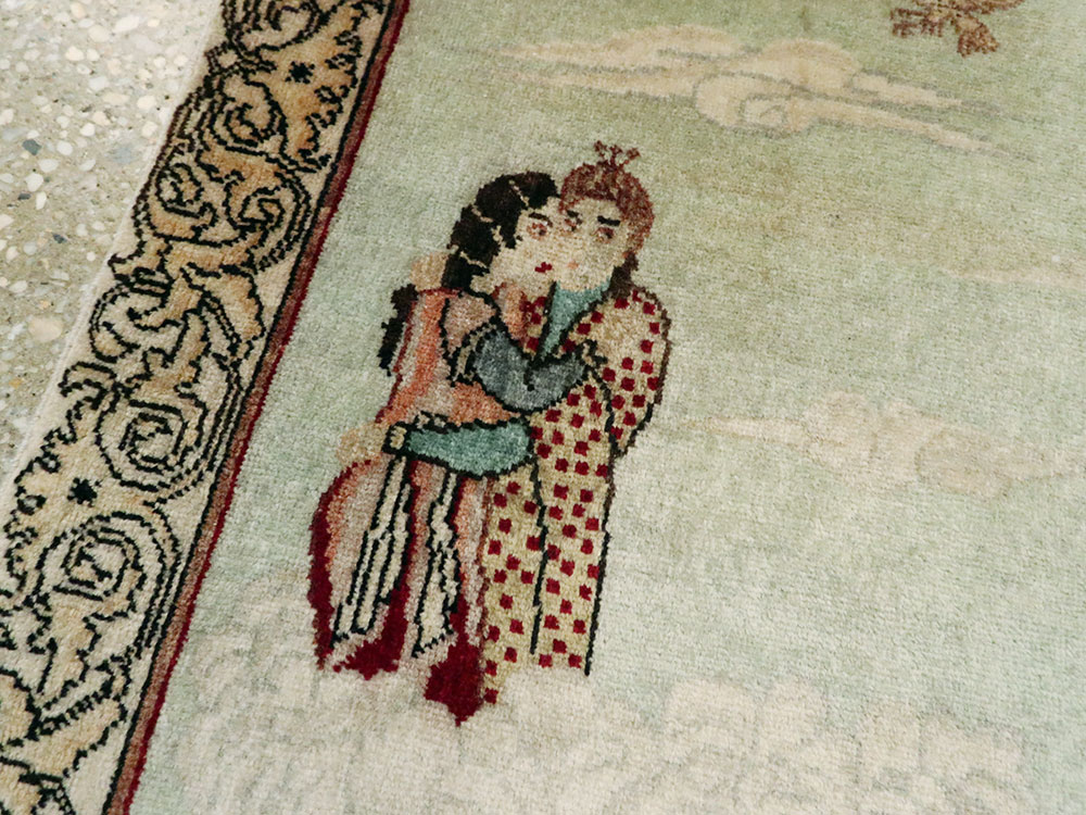 Vintage Persian Tabriz Pictorial Rug, No.24293 - Gss