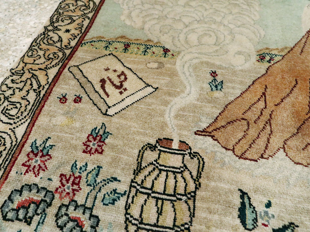 Vintage Persian Tabriz Pictorial Rug, No.24293 - Gss