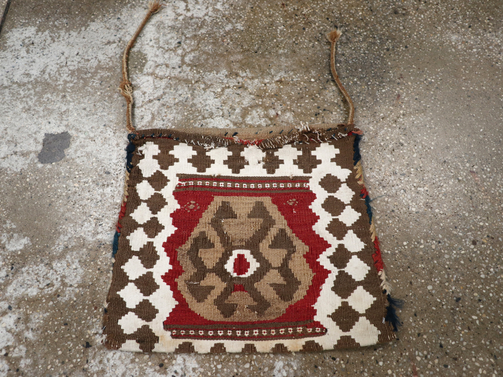 Vintage Persian Flatweave Kilim Bag, No.24349 - Gss