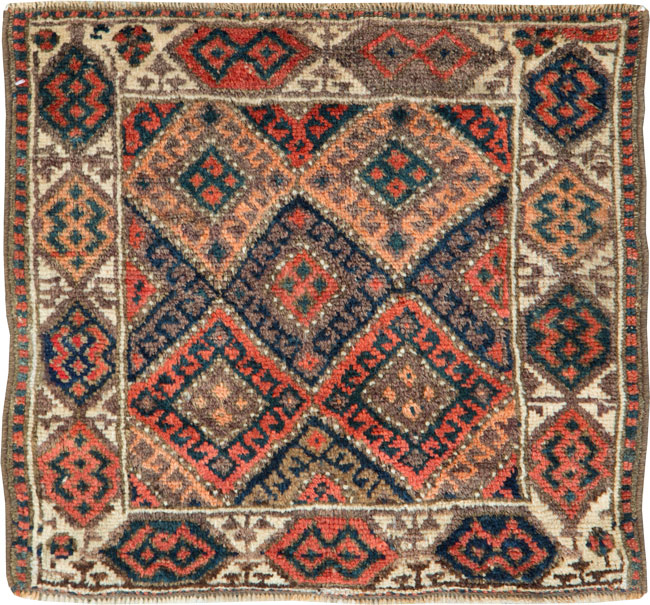 Antique Northwest Persian Square Throw Rug, No.24353 - Gss