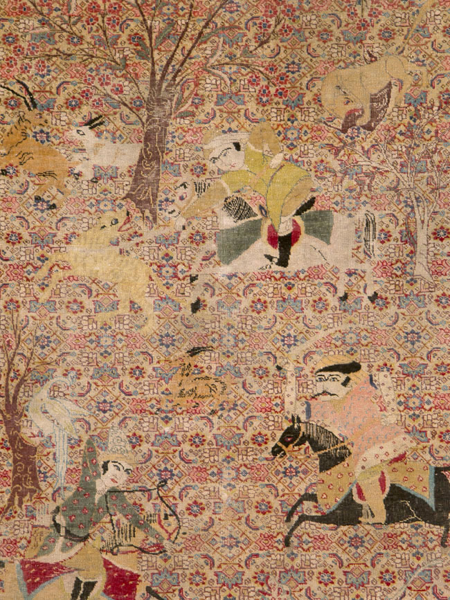 Antique Persian Tabriz Pictorial Rug, No.24381 - Gss