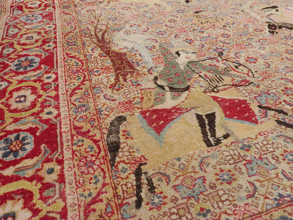 Antique Persian Tabriz Pictorial Rug, No.24381 - Gss