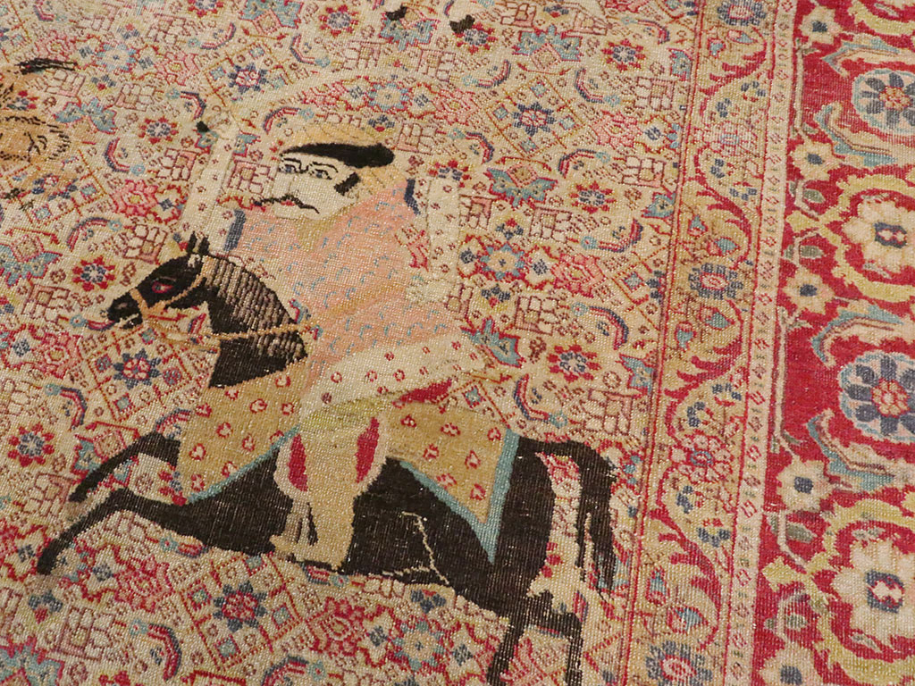 Antique Persian Tabriz Pictorial Rug, No.24381 - Gss