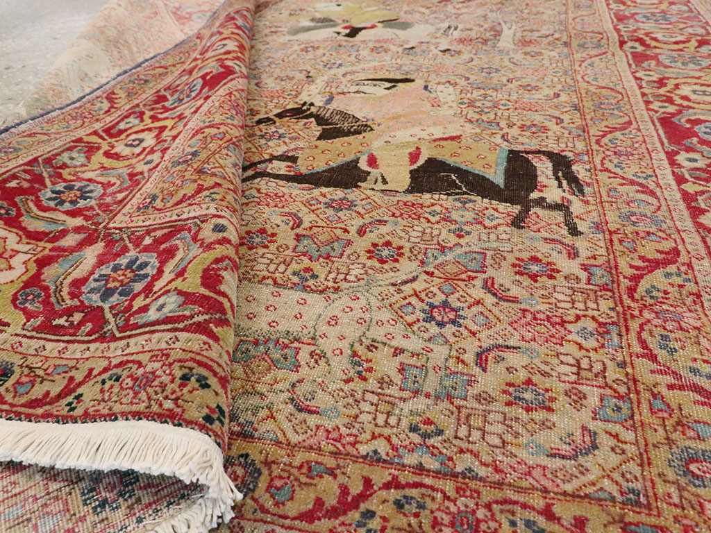 Antique Persian Tabriz Pictorial Rug, No.24381 - Gss