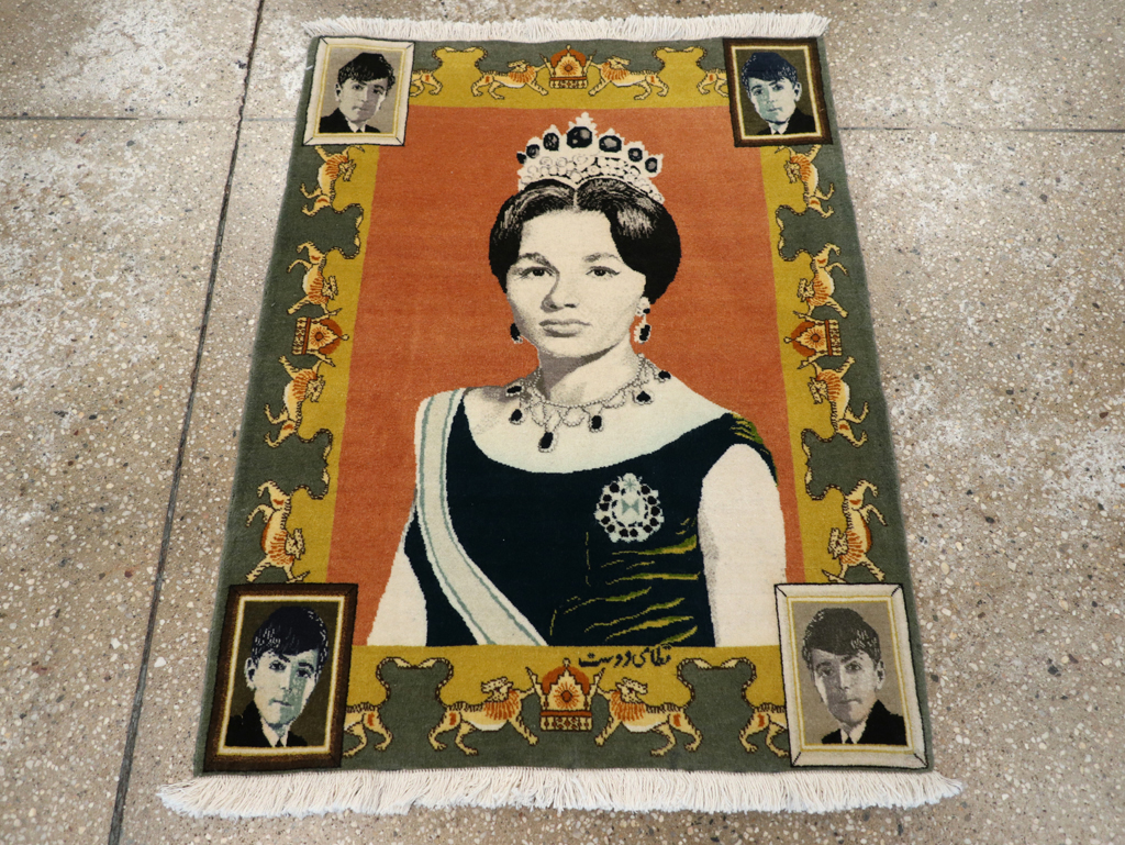 Vintage Persian Tabriz Pictorial Rug, No.24385 - Gss