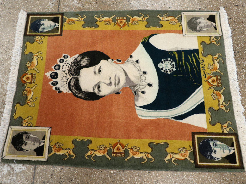 Vintage Persian Tabriz Pictorial Rug, No.24385 - Gss