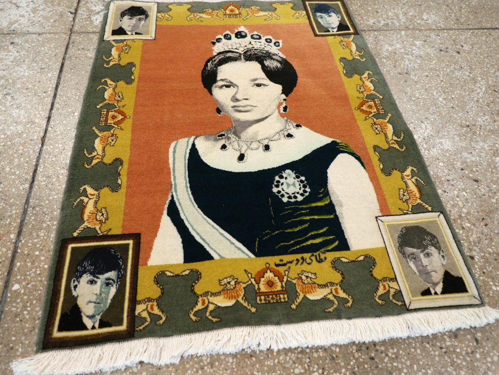 Vintage Persian Tabriz Pictorial Rug, No.24385 - Gss