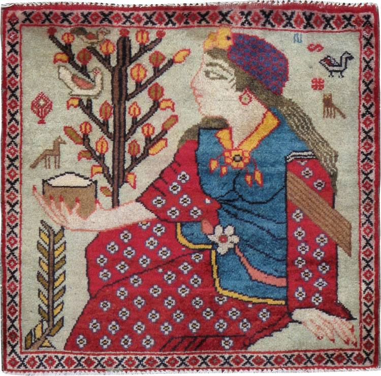 Vintage Persian Tabriz Pictorial Rug, No.24436 - Gss