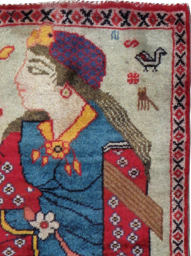 Vintage Persian Tabriz Pictorial Rug, No.24436 - Gss