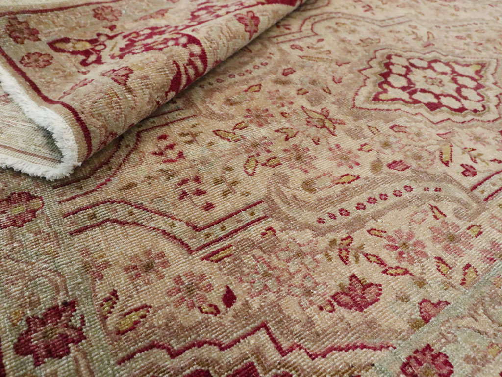 Antique Persian Tabriz Accent Rug, No.24442 - Gss