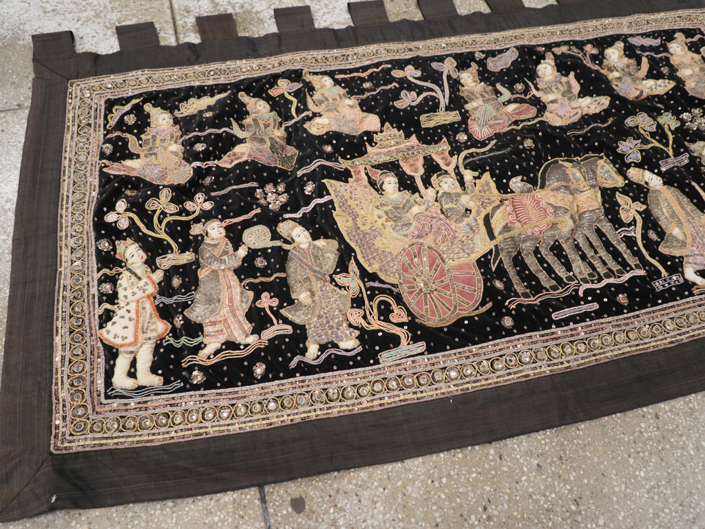 Burmese High Relief Richly Embroidered and Beaded Tapestry, No.24512 - Gss