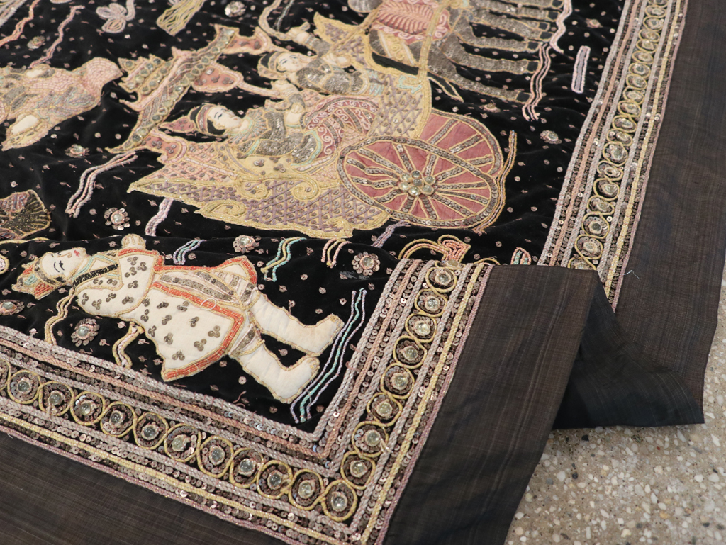 Burmese High Relief Richly Embroidered and Beaded Tapestry, No.24512 - Gss