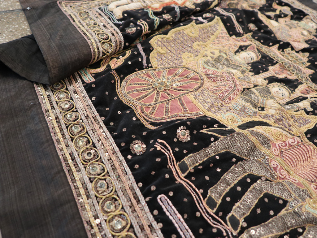 Burmese High Relief Richly Embroidered and Beaded Tapestry, No.24512 - Gss