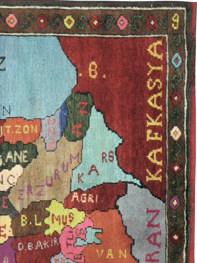 Vintage Turkish Anatolian Map Rug, No.24515 - Gss