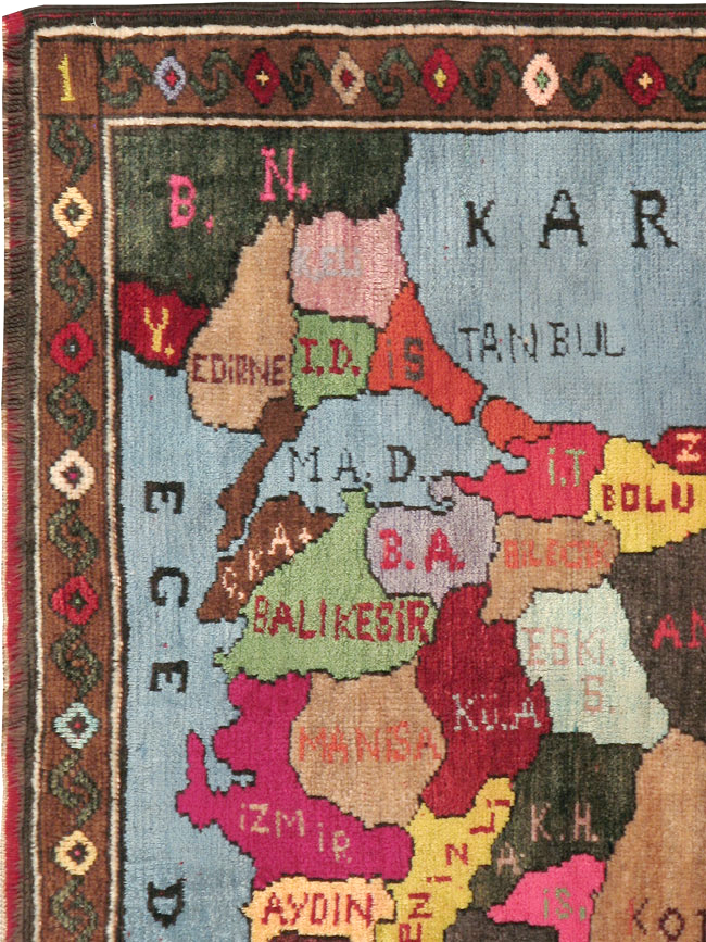 Vintage Turkish Anatolian Map Rug, No.24515 - Gss