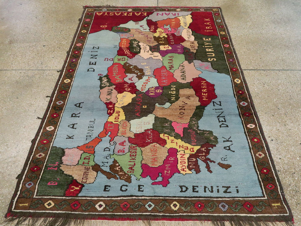 Vintage Turkish Anatolian Map Rug, No.24515 - Gss