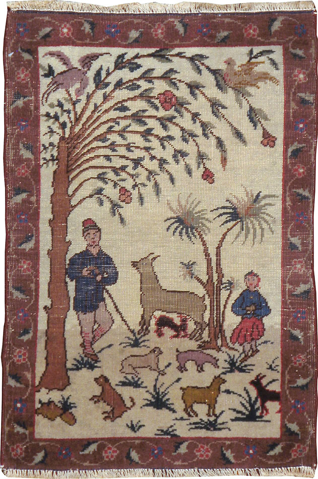 Vintage Persian Tabriz Pictorial Rug, No.24526 - Gss