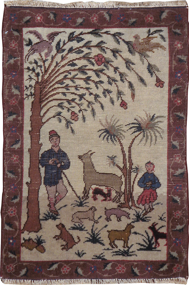 Vintage Persian Tabriz Pictorial Rug, No.24526 - Gss