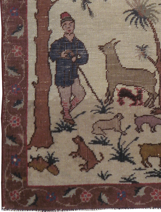 Vintage Persian Tabriz Pictorial Rug, No.24526 - Gss