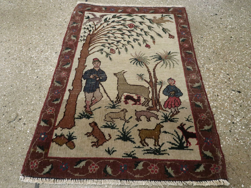 Vintage Persian Tabriz Pictorial Rug, No.24526 - Gss