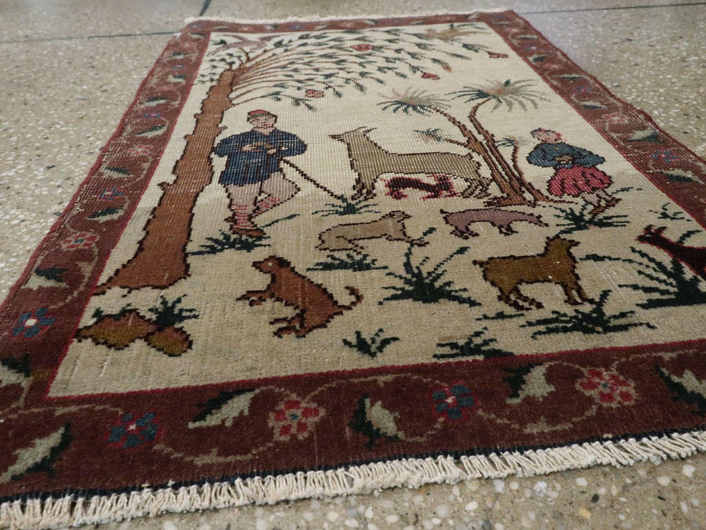 Vintage Persian Tabriz Pictorial Rug, No.24526 - Gss