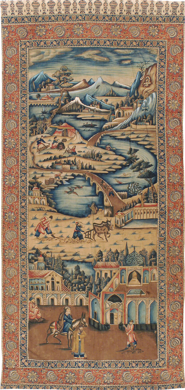 Vintage Persian Pictorial Textile, No.24527 - Gss