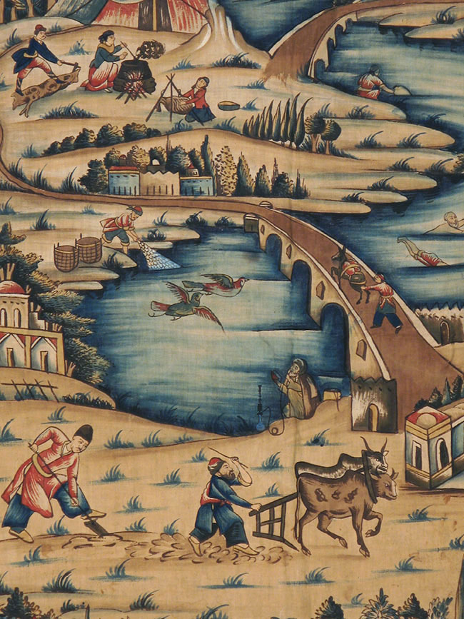 Vintage Persian Pictorial Textile, No.24527 - Gss