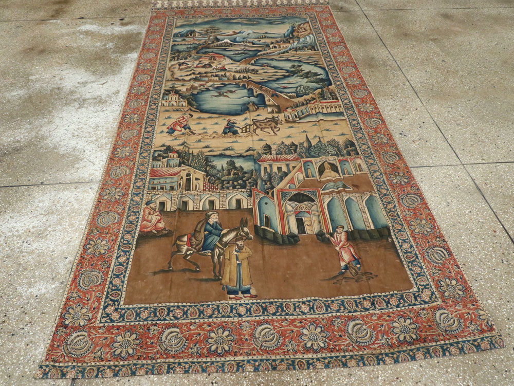 Vintage Persian Pictorial Textile, No.24527 - Gss